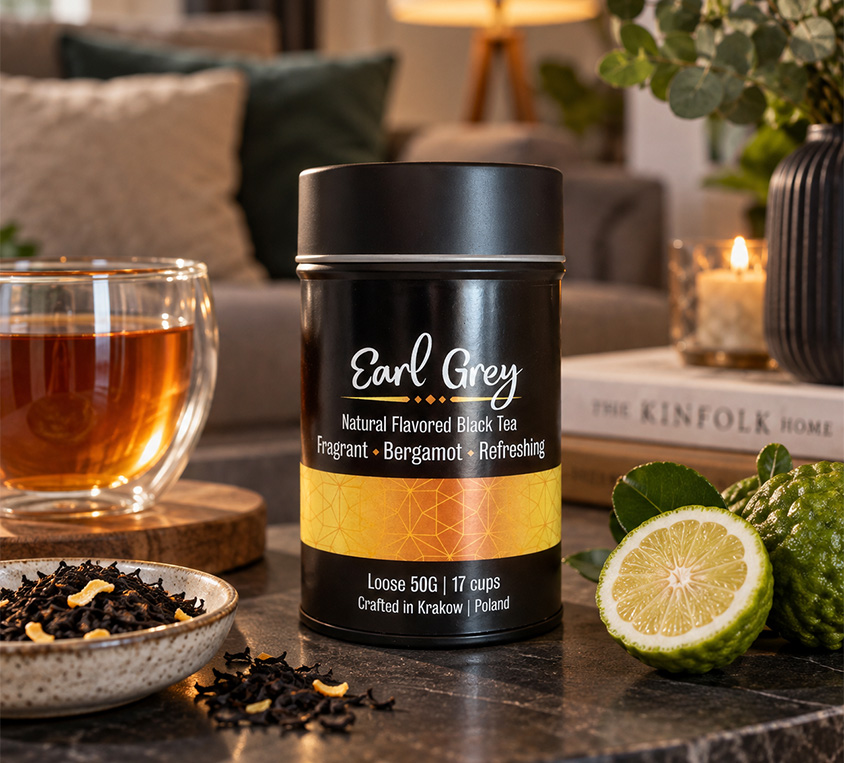 Earl Grey Leo Tea – klasyczna czarna herbata w metalowej puszce 50g na prezent